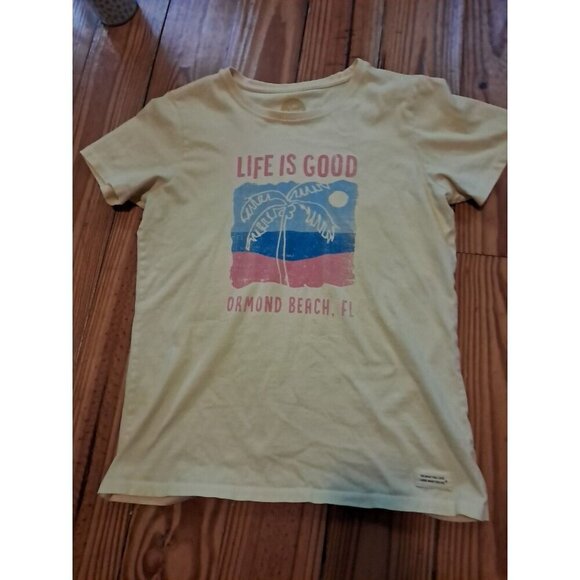 Ormond Beach FL * Life Is Good Yellow Ladies M - Picture 1 of 2